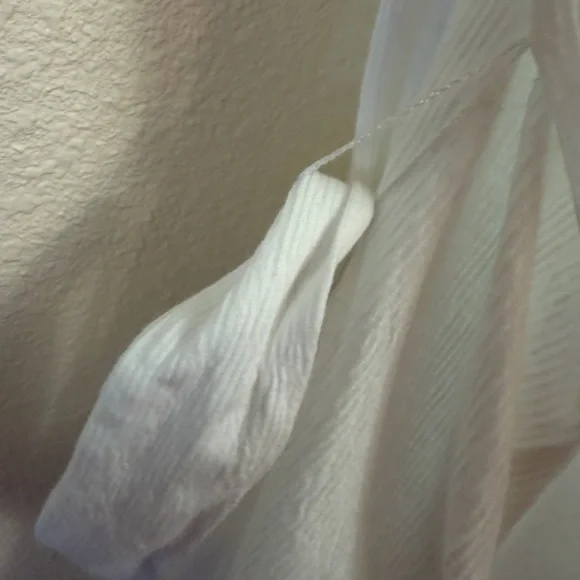 AVA & VIV White Button Front Midi Dress 1X Textured Tie Back - Picture 10 of 11